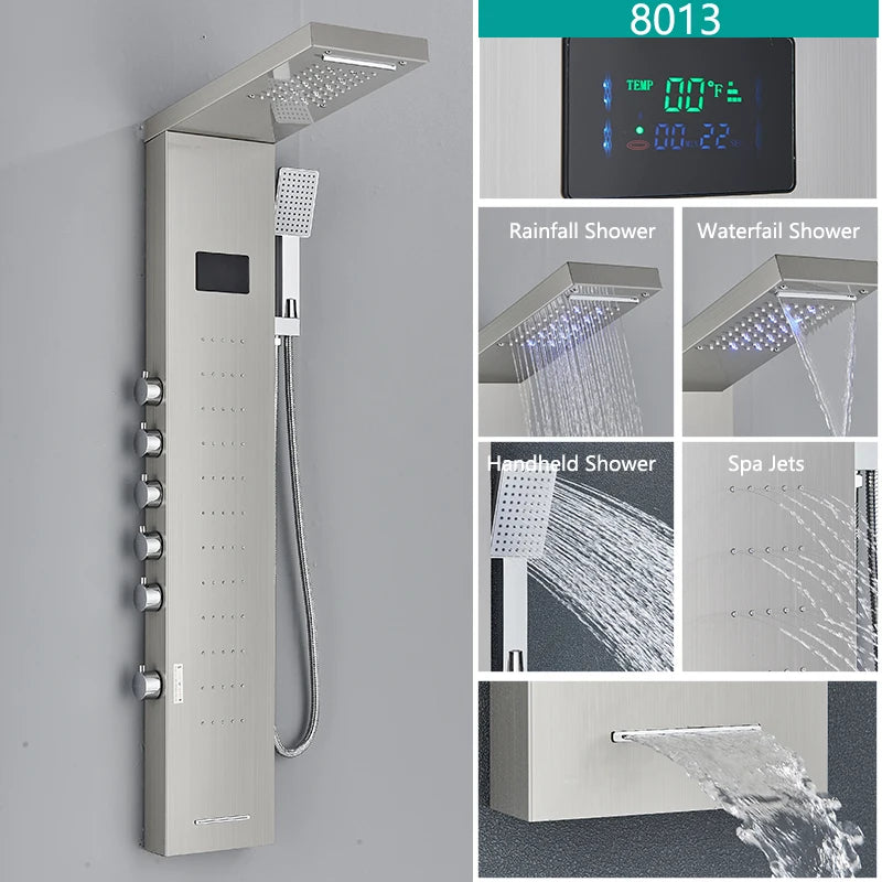 Wanmivezlo LED Shower Panel With Rainfall Jets And Massage
