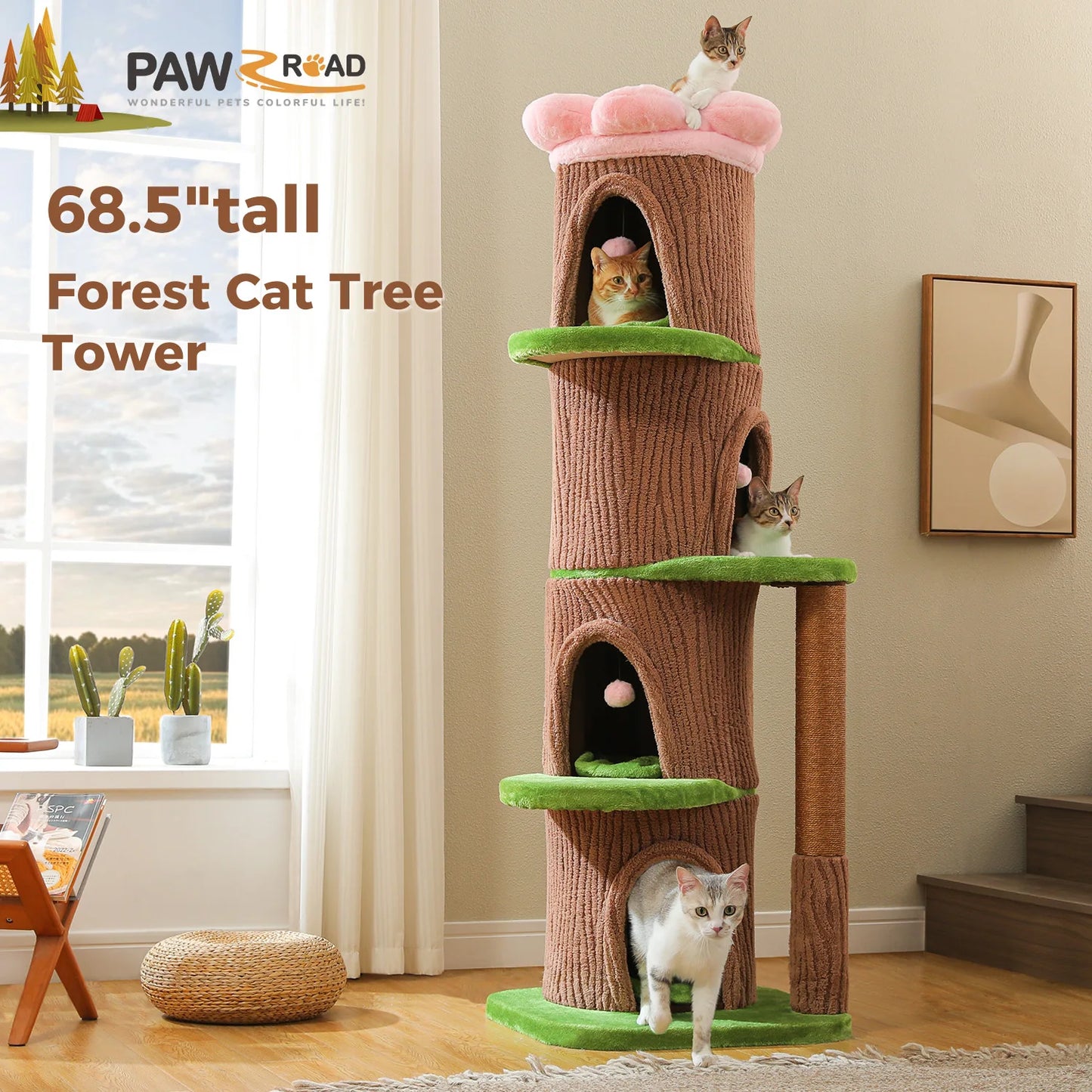 PAWZ Road Multilevel Cat Tree With Condos And Scratching Posts