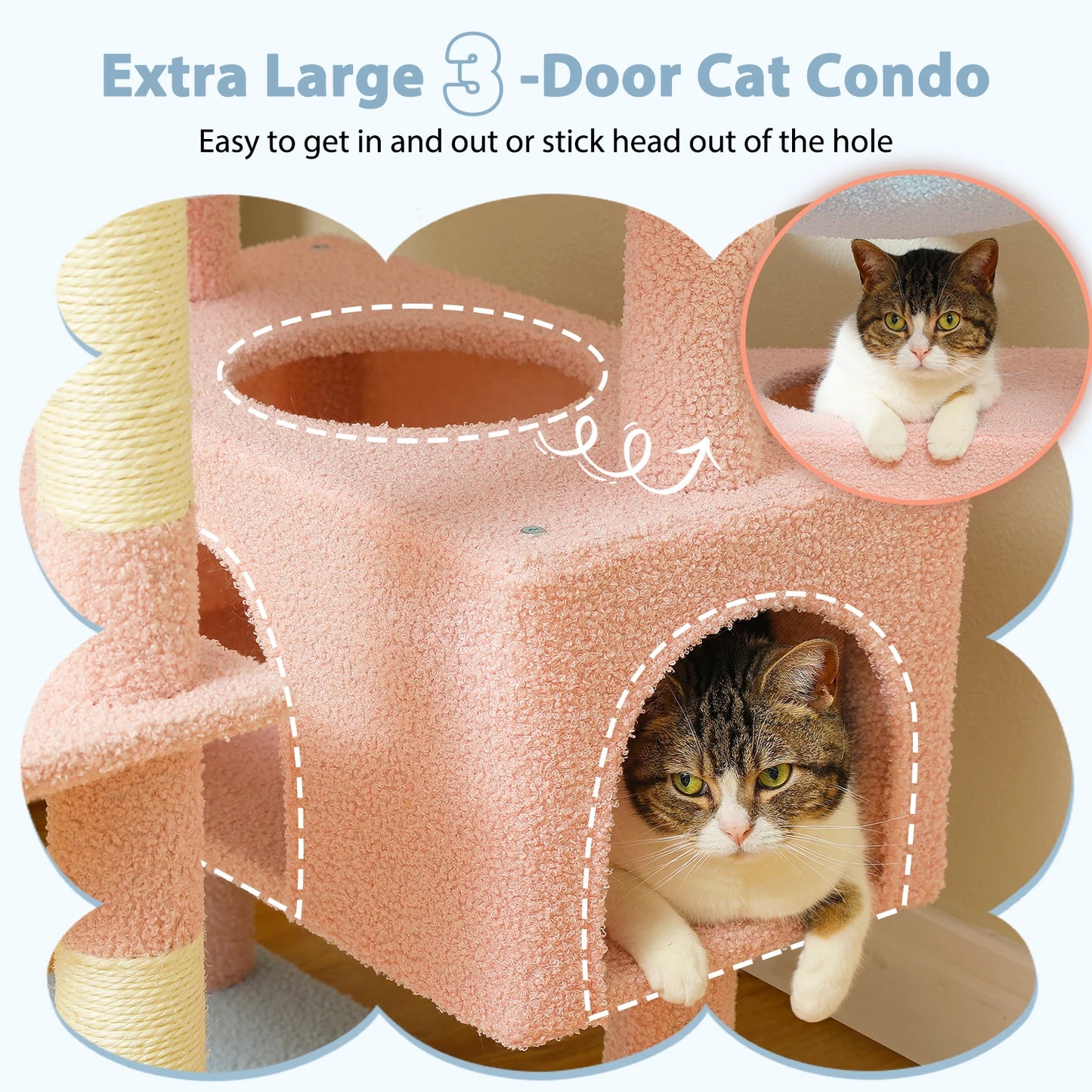 PEQULTI Multi Level Cat Tree Tower With Scratching Posts Hammock