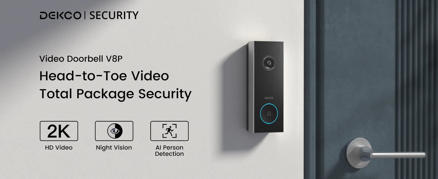 Dekco 3MP WiFi Doorbell Battery Intercom 2-Way Audio Alexa
