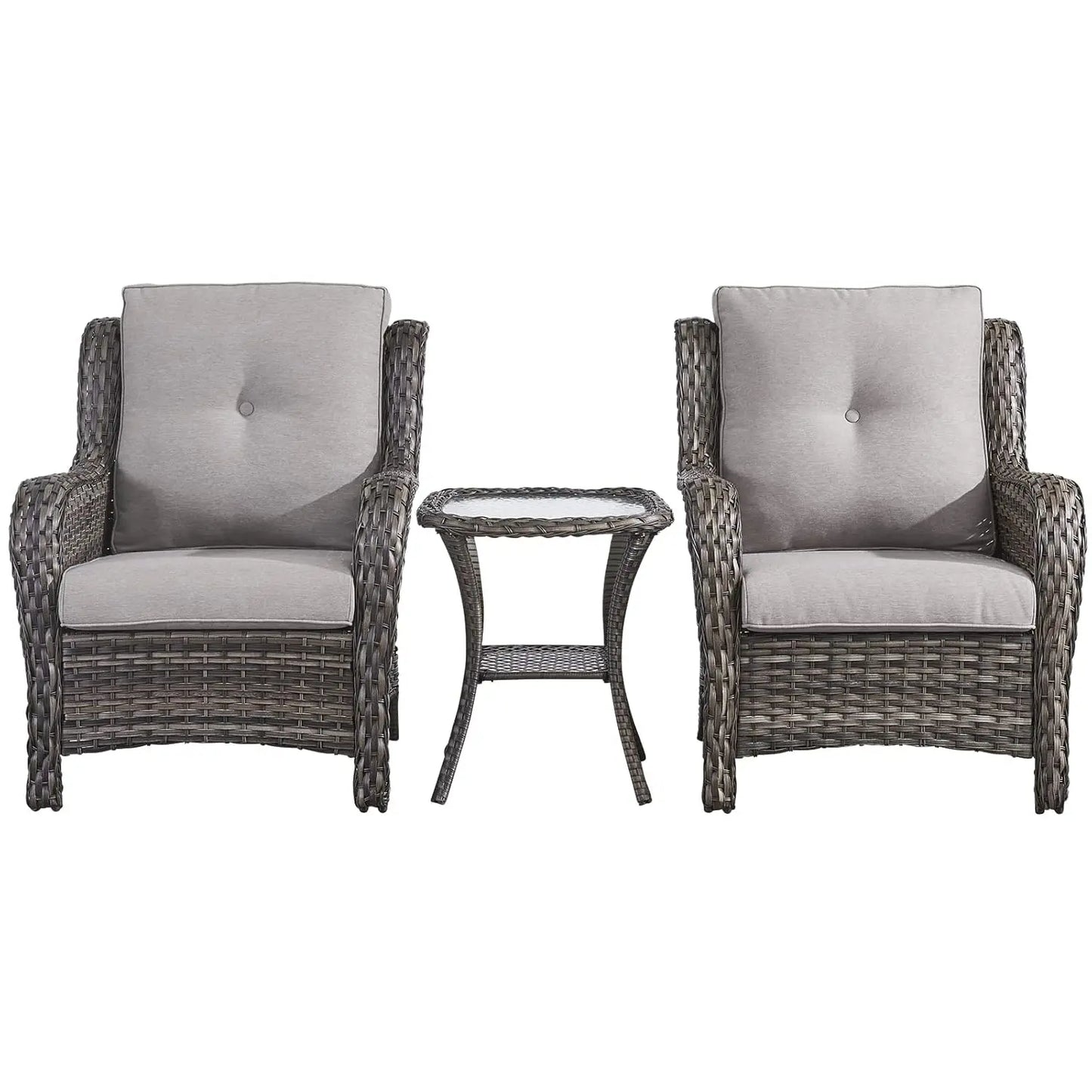 Patio Bistro Set Outdoor Chairs 3-Piece Wicker Rattan Furniture