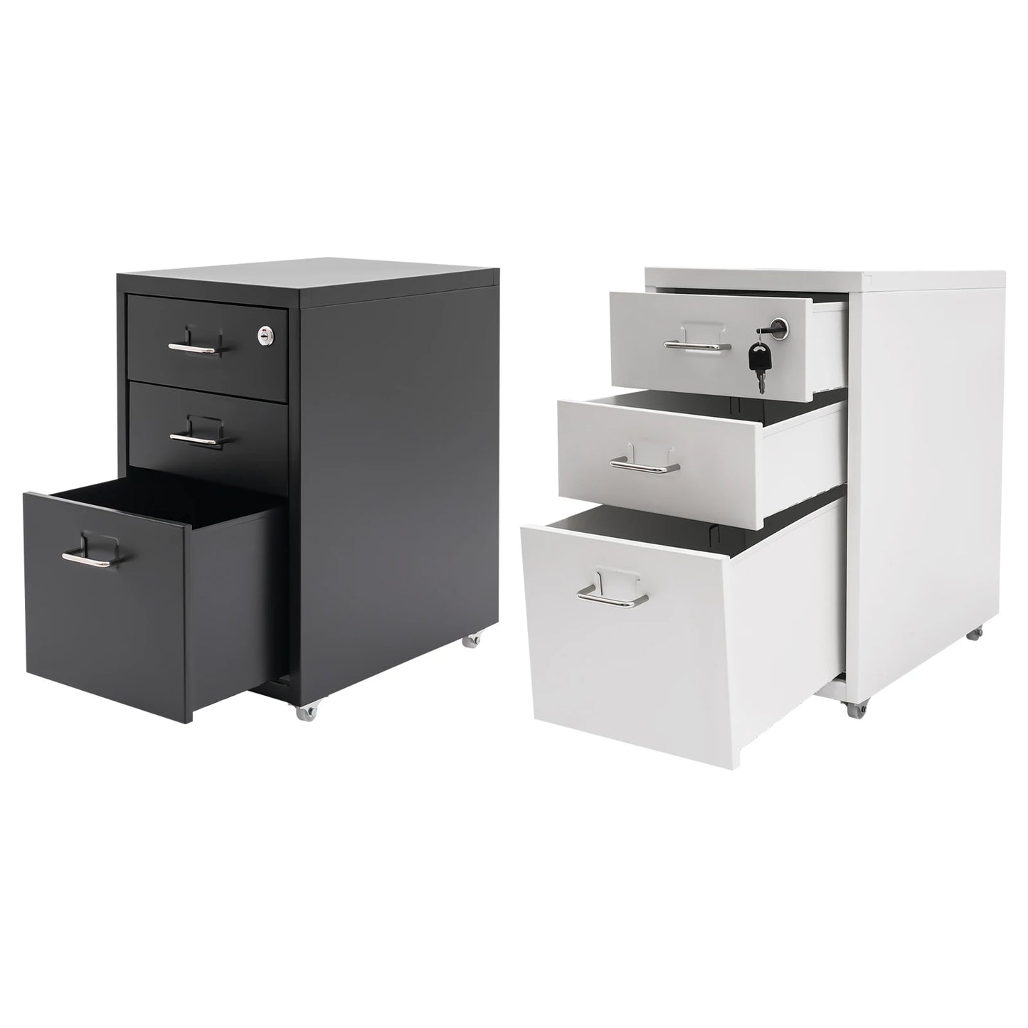 Bymaocar 3 Tier Vertical File Cabinet With Lock On Casters