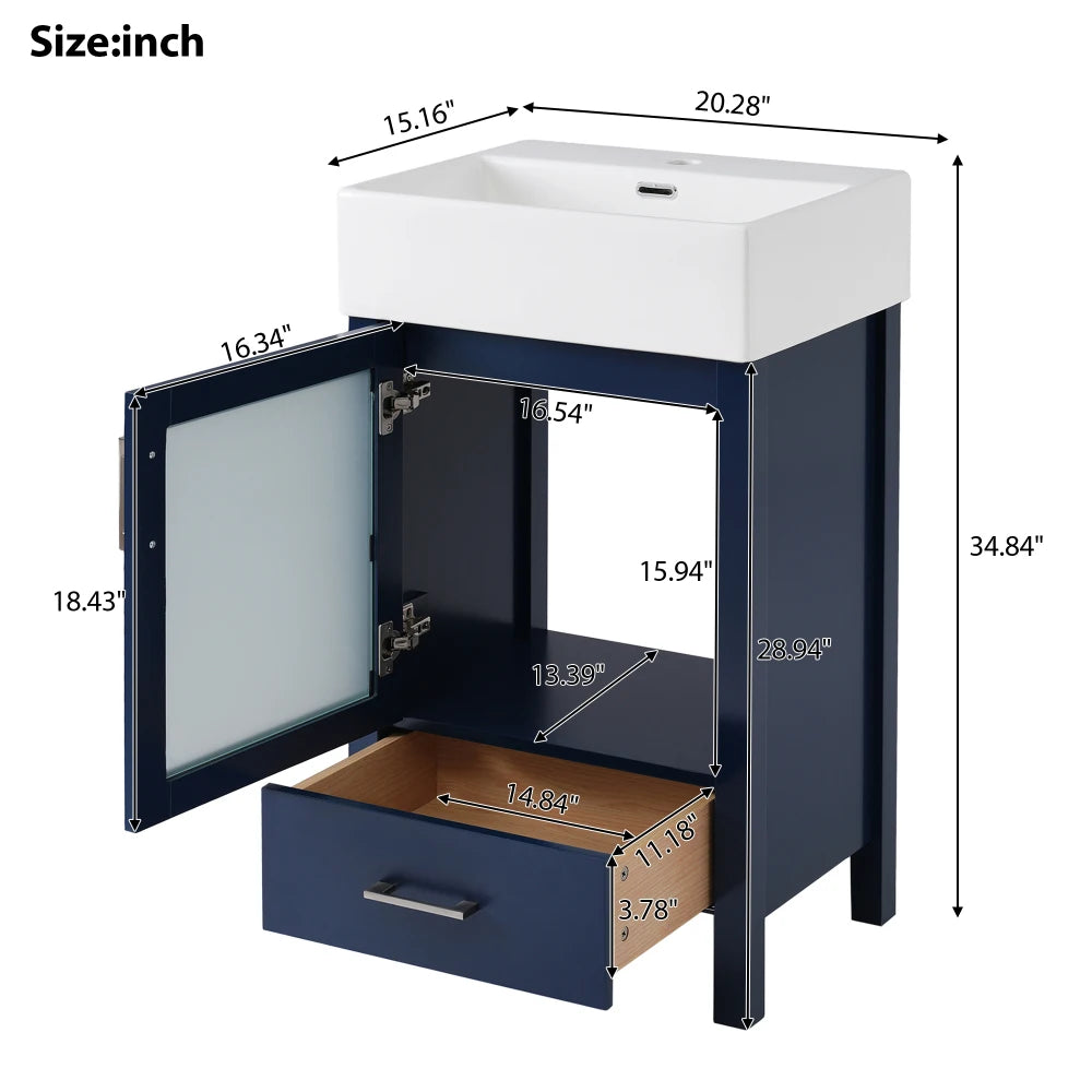LWO Bathroom Vanity With Ceramic Sink And Ample Storage