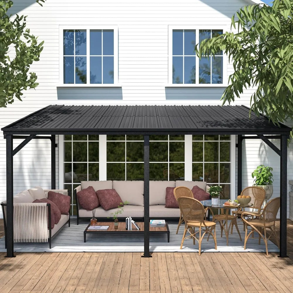 Outdoor Gazebo Pergola With Metal Frame And Waterproof Awnings