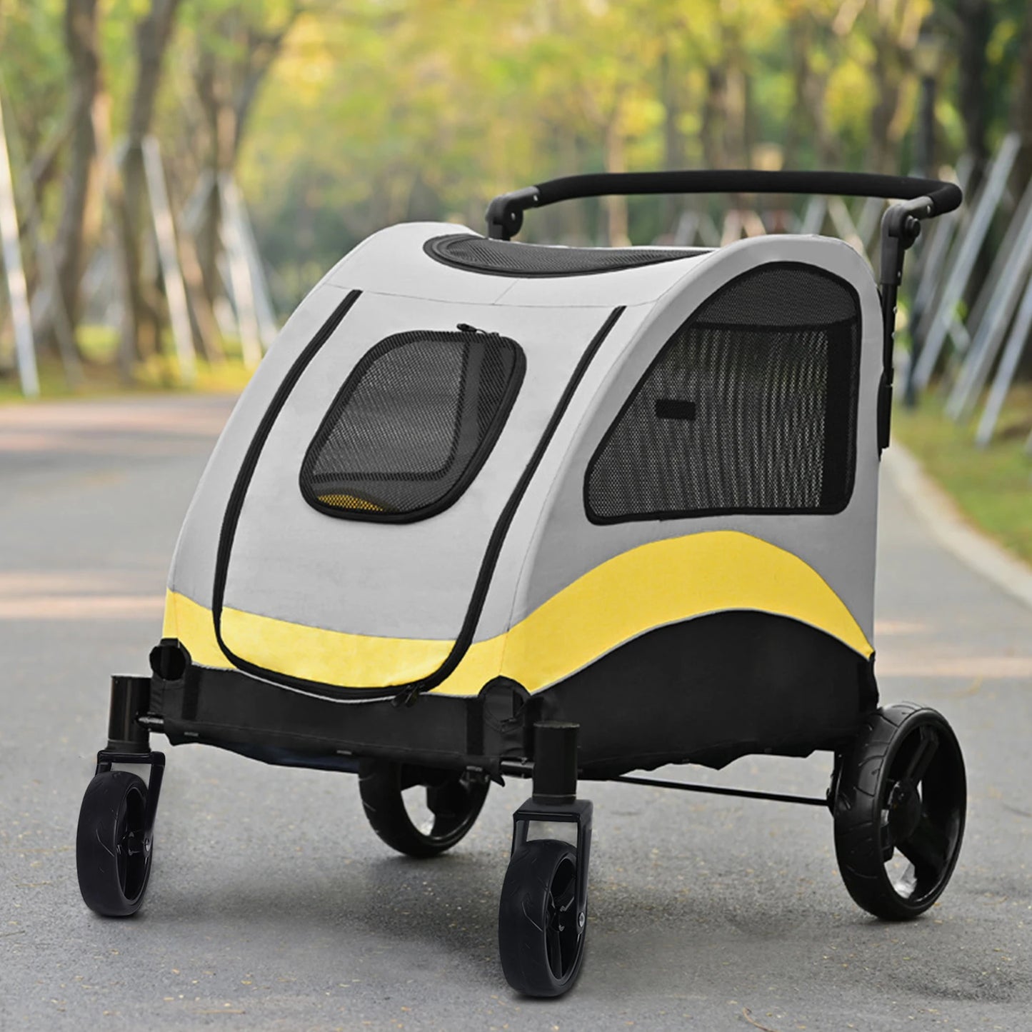 Portable Four Wheel Dog Stroller for Large Dogs Foldable Carrier