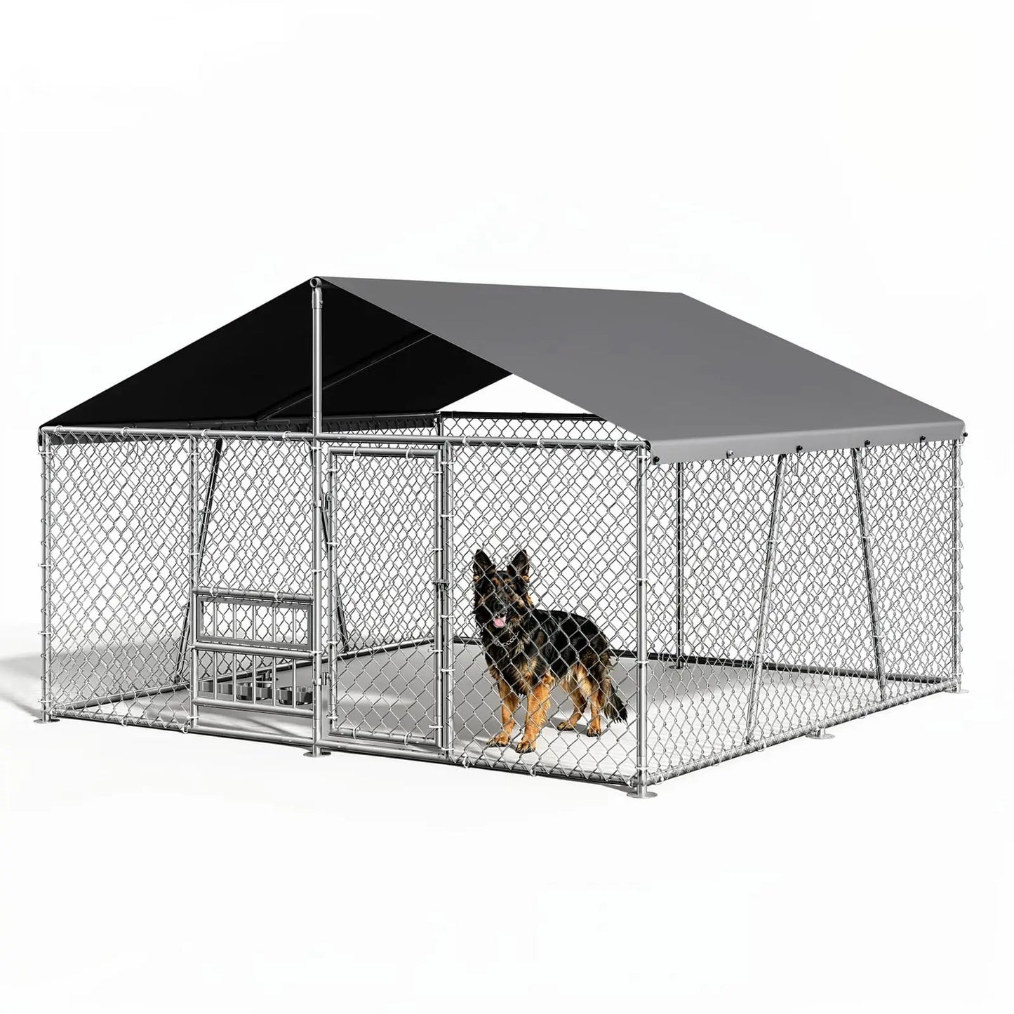 DishyKooker Outdoor Dog Enclosure With Waterproof Roof And Locking Door