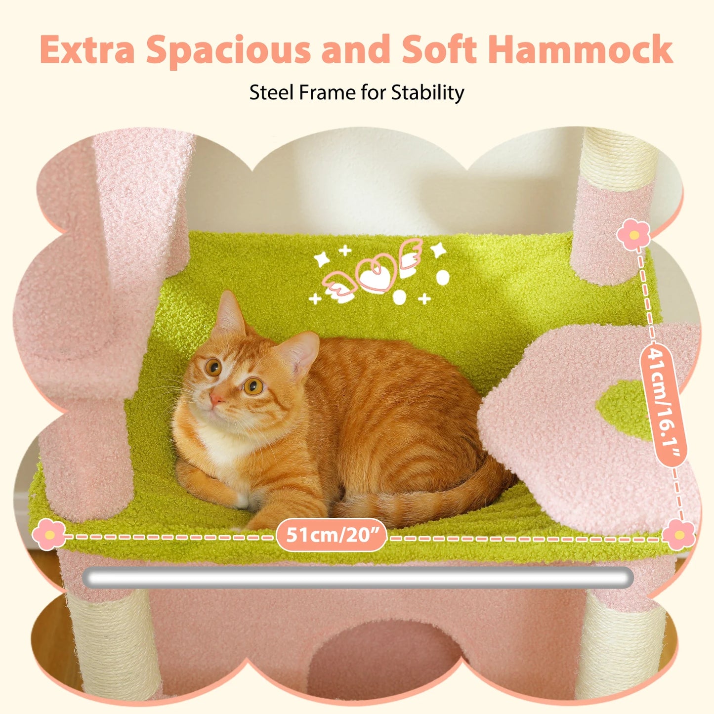 PEQULTI Multi Level Cat Tree Tower With Scratching Posts Hammock