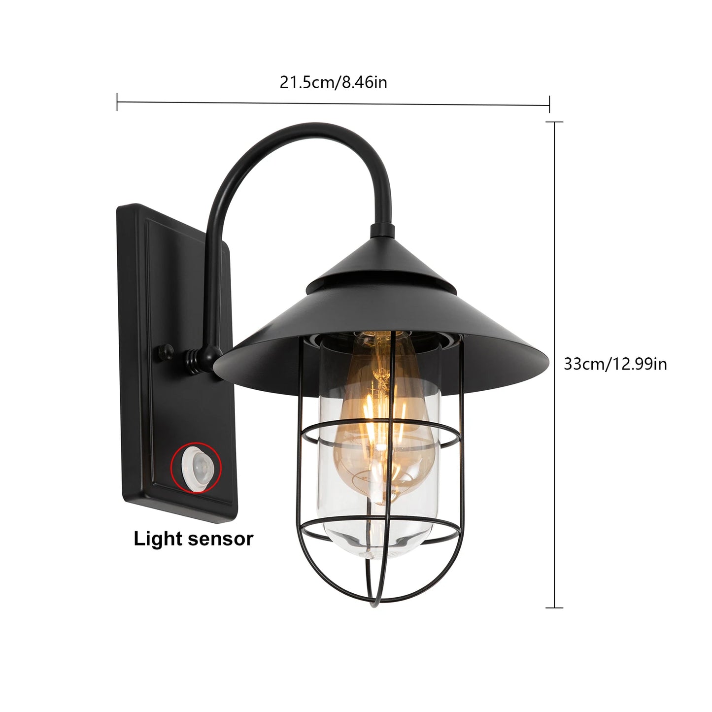 Bymaocar Retro Wall Lamp Motion Sensor Sconce E26 Mount