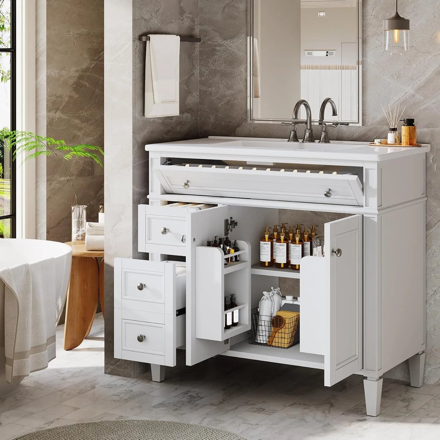 Bathroom Vanity With Sink Four Drawers And Two Doors