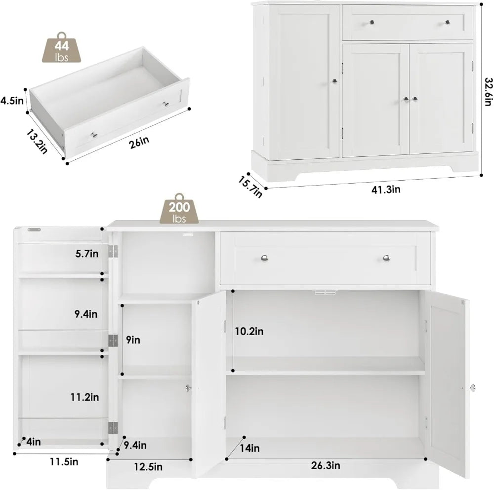 Buffet Cabinet With Storage Modern Sideboard Wood