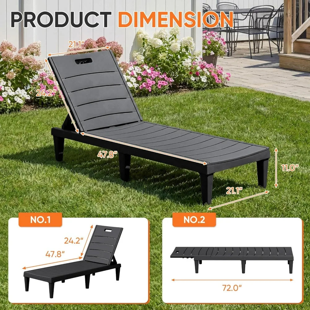 Patio Chaise Lounge Chairs 2 Pack Outdoor Reclining Backrest