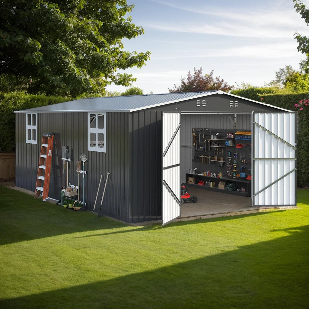 Polar Aurora Outdoor Metal Storage Shed With Lockable Door