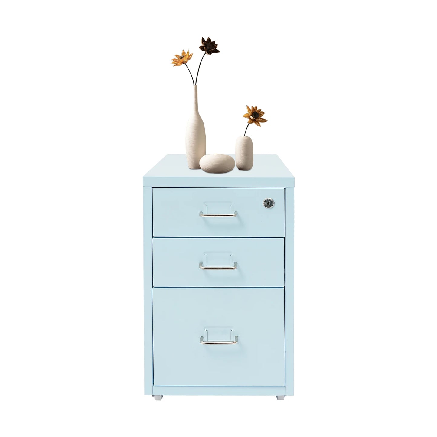 Bymaocar 3 Tier Vertical File Cabinet With Lock On Casters