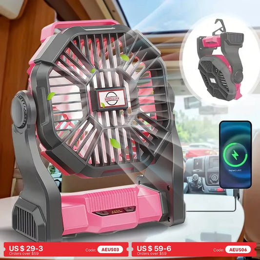 URGGU Three-in-One Camping Fan With LED Lantern Rotating Emergency Power