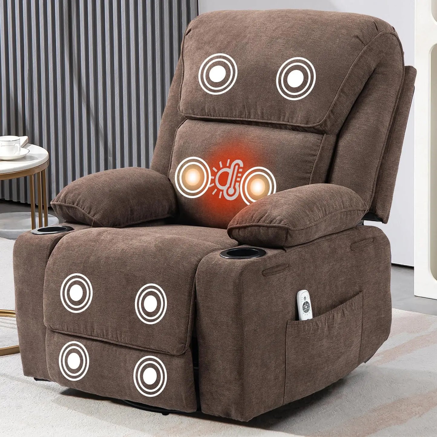 XIAOLANG Rocker Recliner With Massage Heated Cup Holders Remote