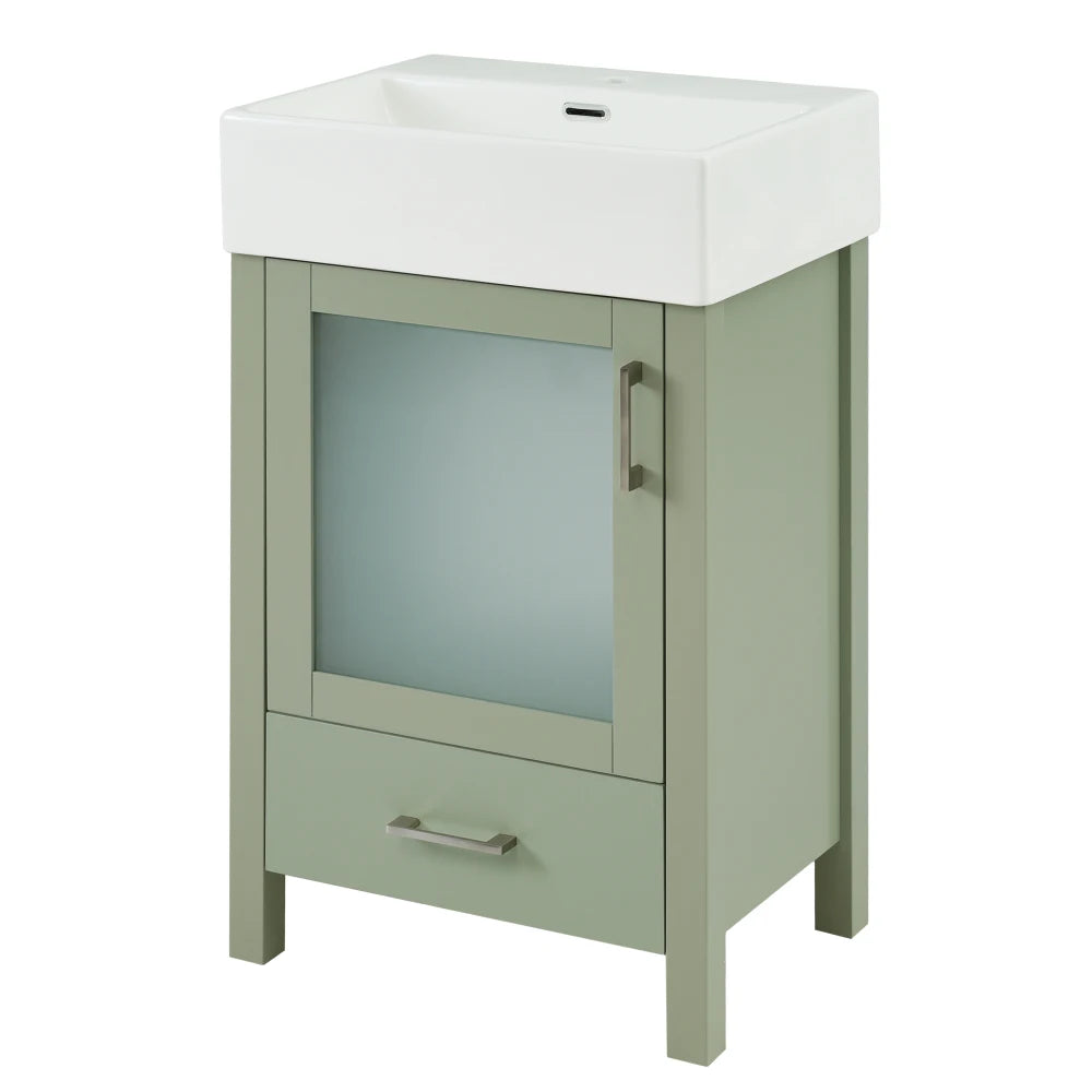 LWO Bathroom Vanity With Ceramic Sink And Ample Storage