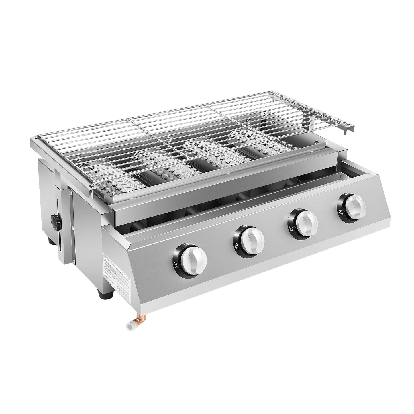 Portable Four Burner Propane Grill Smokeless Removable Outdoor Barbecue