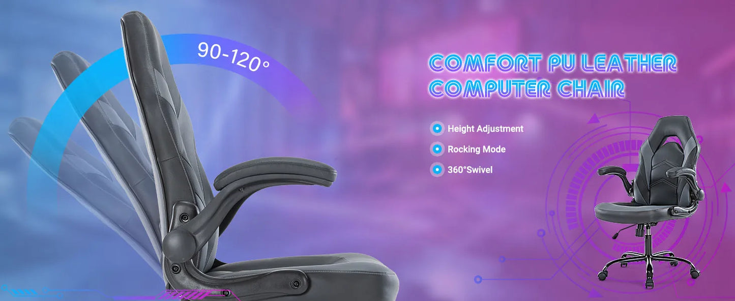 JHK Ergonomic Office Gaming Chair With Adjustable Flip Up Armrests