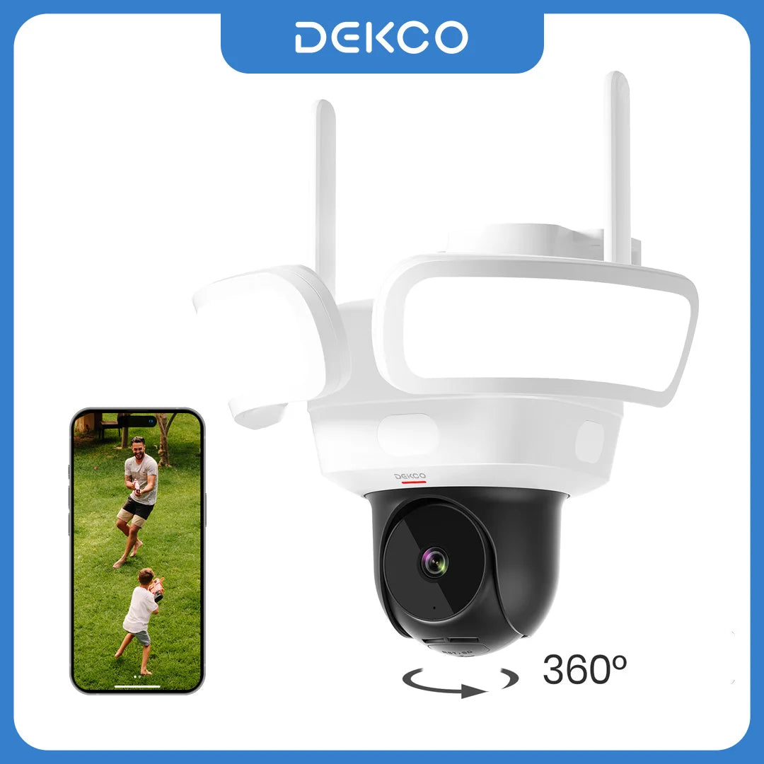 DEKCO 3K UHD WiFi Floodlight Camera With 360 Degree View