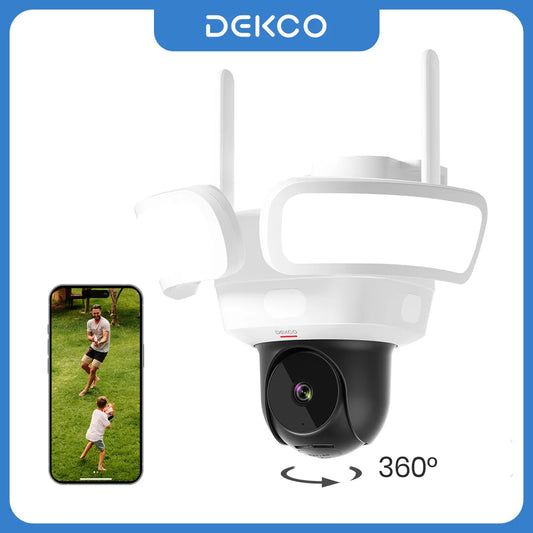 DEKCO 3K UHD WiFi Floodlight Camera With 360 Degree View