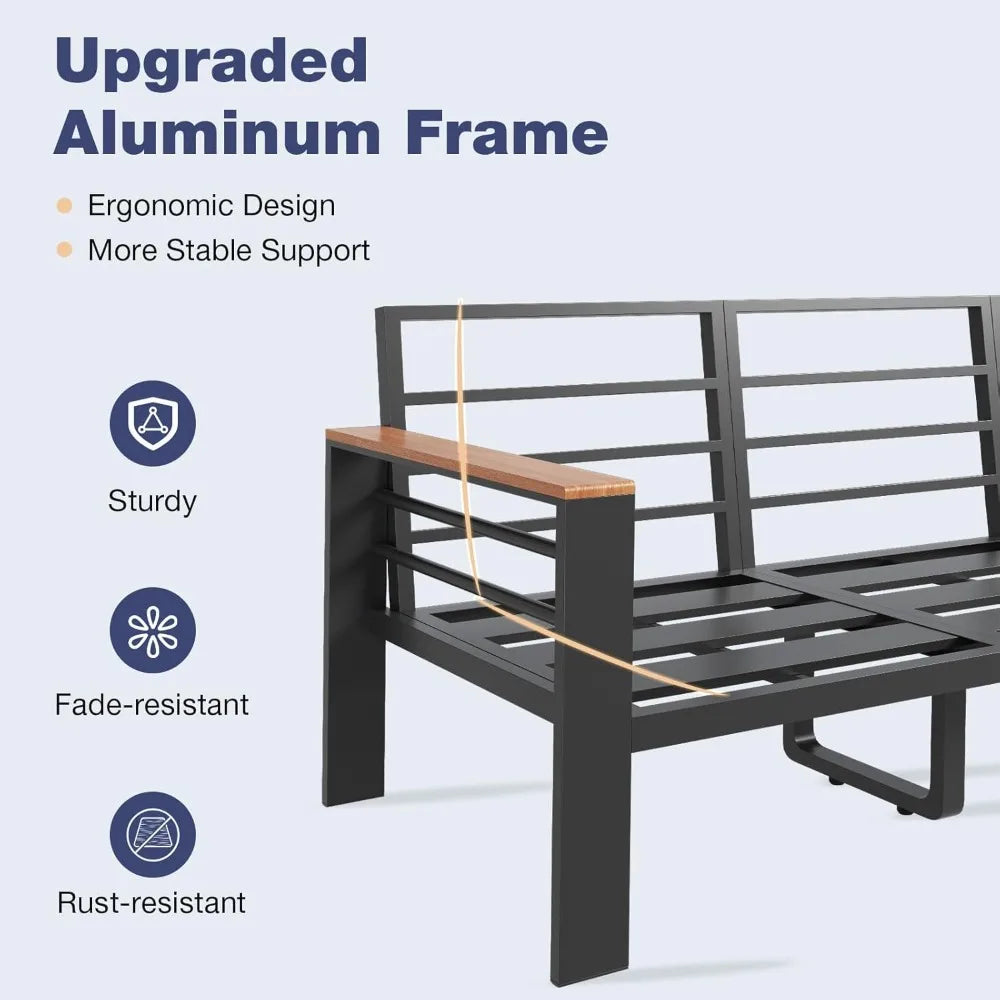 Aluminum Patio Furniture Set Outdoor Sectional With Cushions And Table