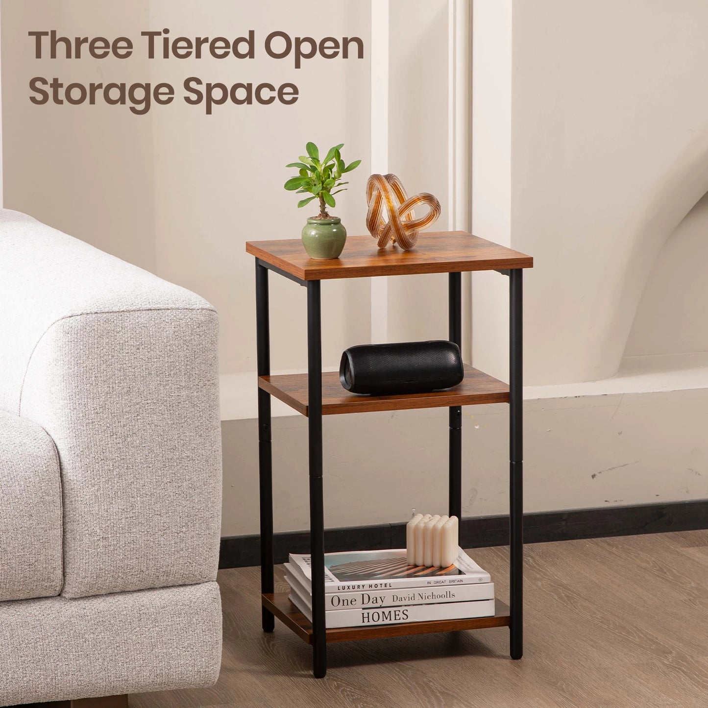 JHK 2/3-Tier End Table and Side Tables With Adjustable Feet