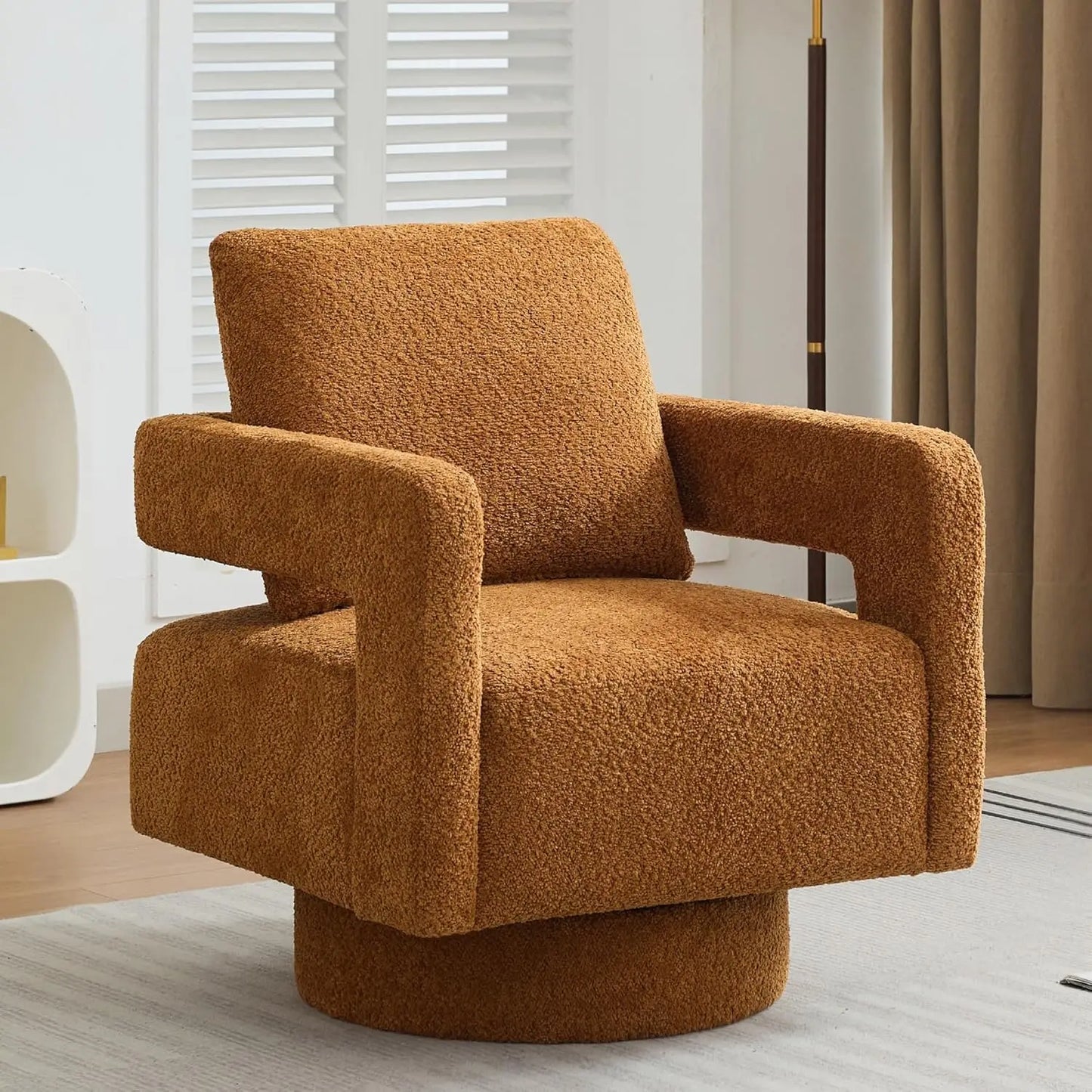 Upholstered Swivel Accent Chair Set Of 2 Linen Open Back