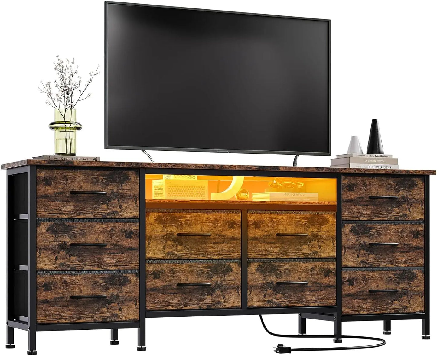 TWISTER.CK TV Stand With LED Lights And Power Outlets