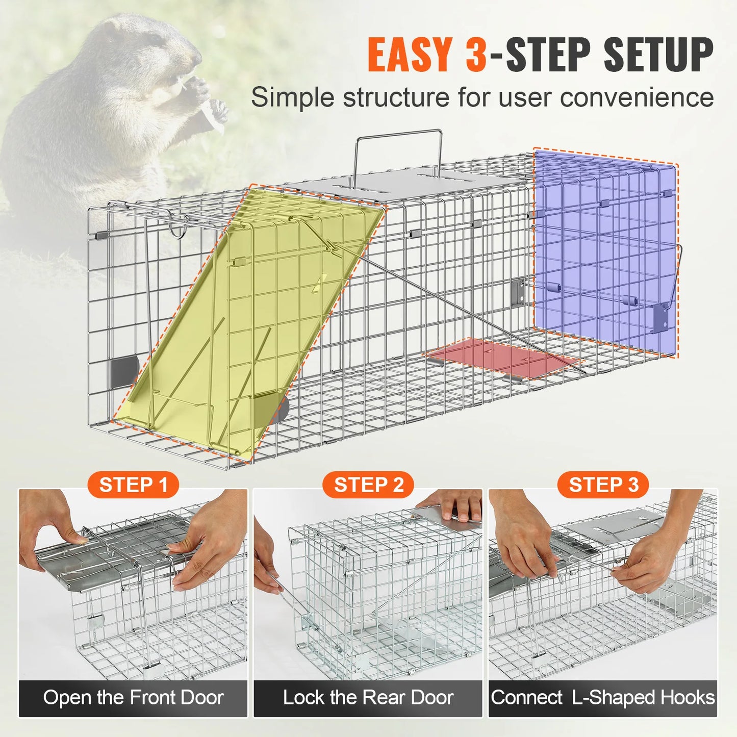 SucceBuy Humane Live Animal Cage Trap For Rodents And Cats