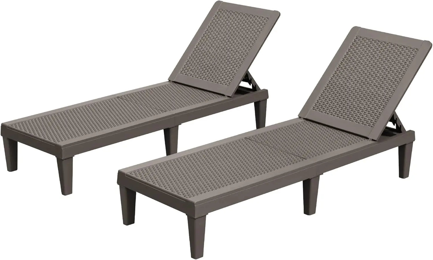Patio Chaise Lounge Chairs 2 Pack Outdoor Reclining Backrest