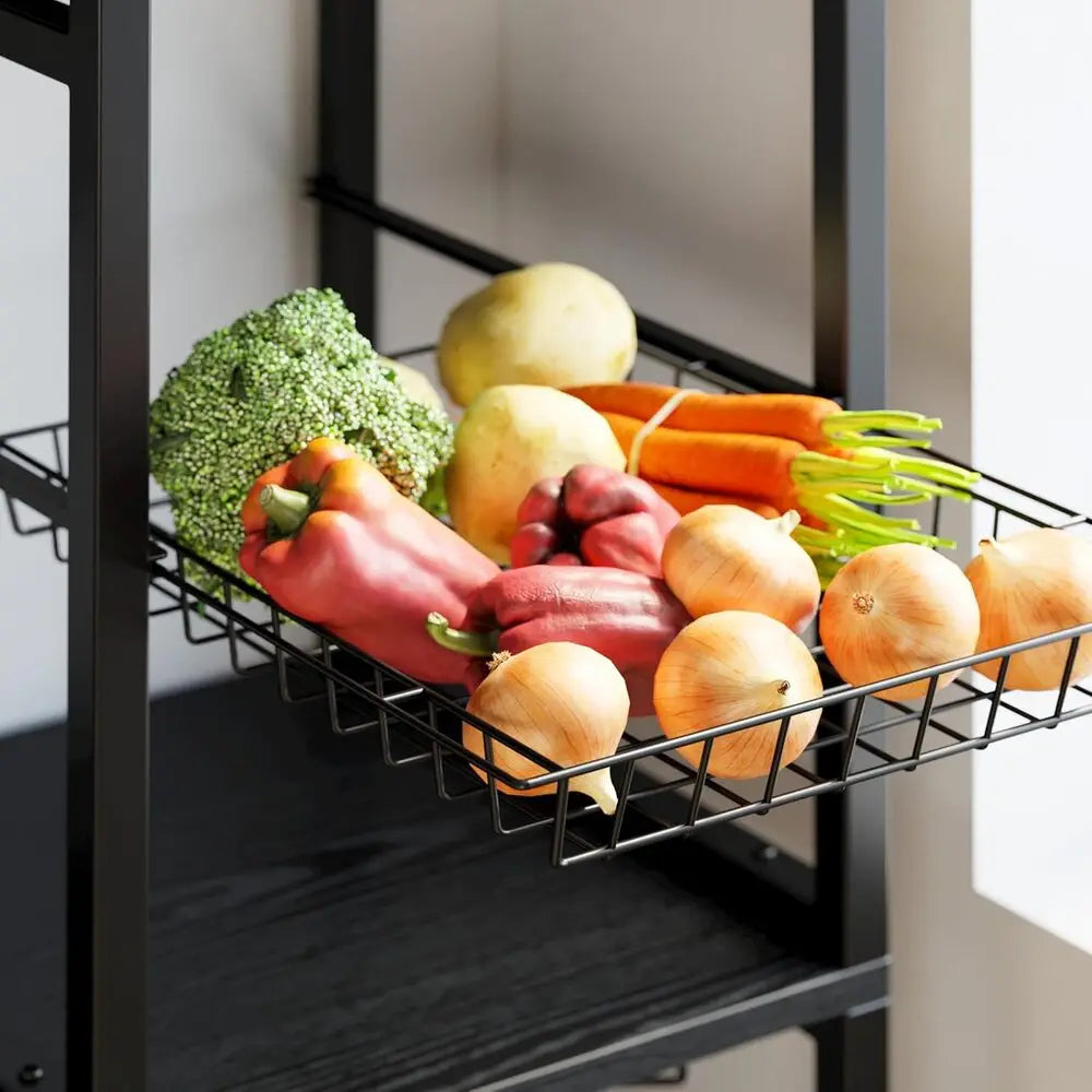 IRONCK Kitchen Bakers Rack With Storage Cabinets And Power Outlet