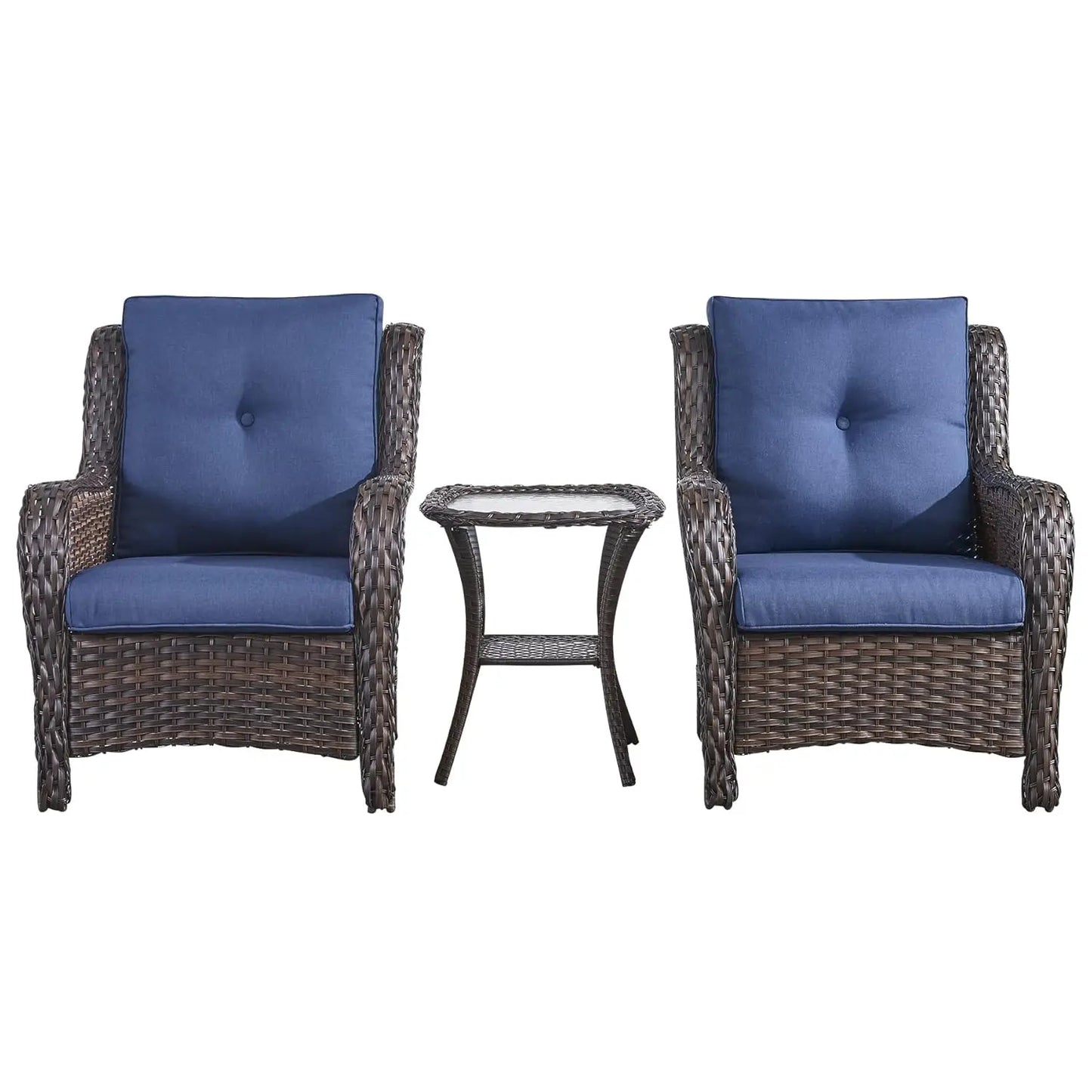 Patio Bistro Set Outdoor Chairs 3-Piece Wicker Rattan Furniture