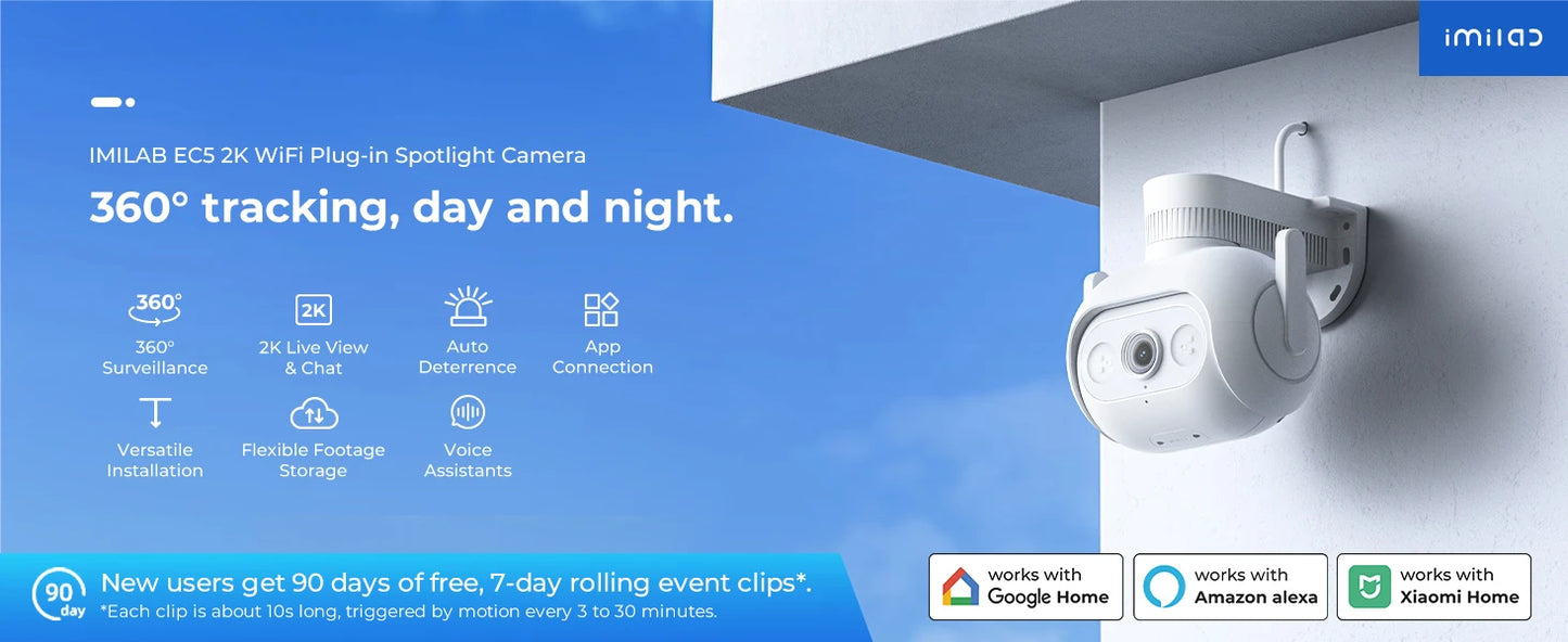 IMILAB EC5 Floodlight Camera 2K Outdoor Security Surveillance Night Vision