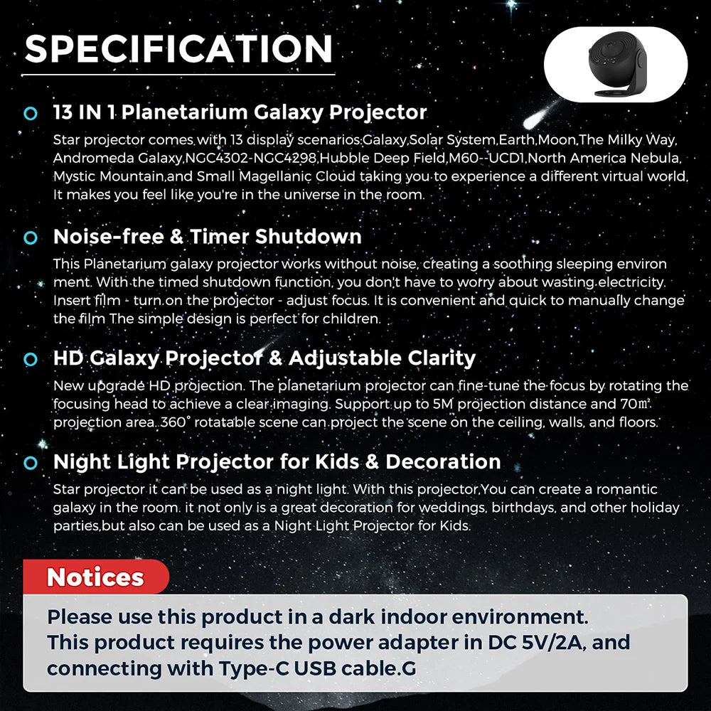 Mexllex 13 In 1 Galaxy Ultral Star Projector Led Night Light With 13 Discs