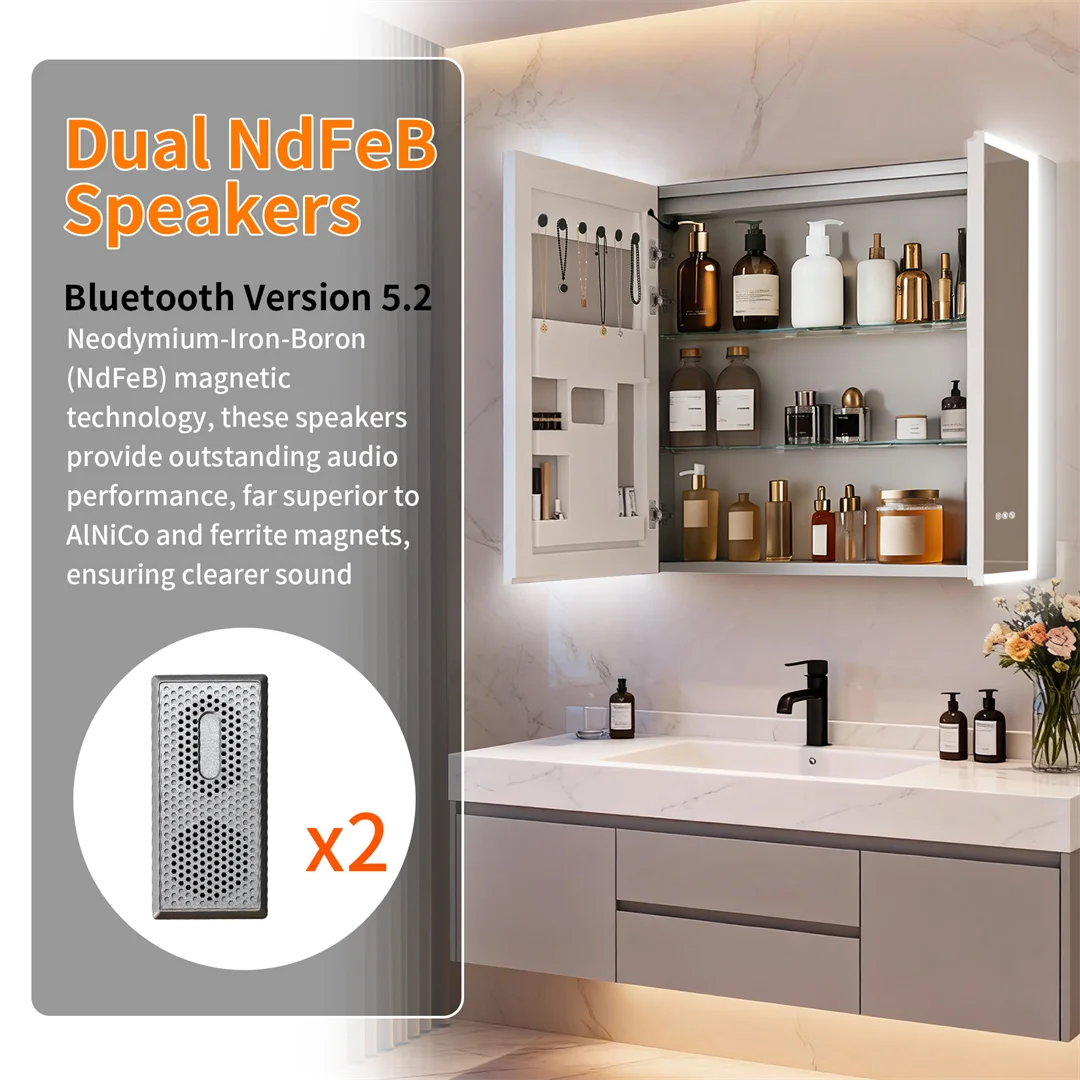 LUVODI LED Lighted Bathroom Cabinet With Bluetooth Speakers