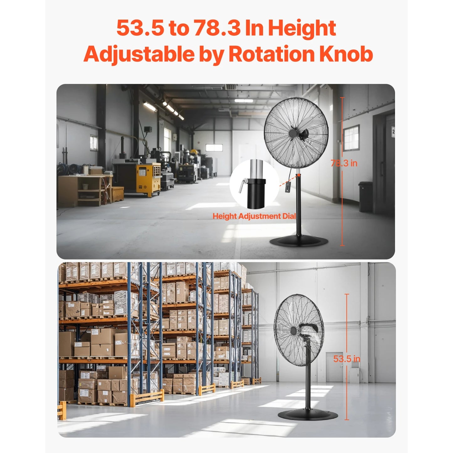 SucceBuy Industrial Pedestal Fan Oscillating Standing Fan With 3 Speeds