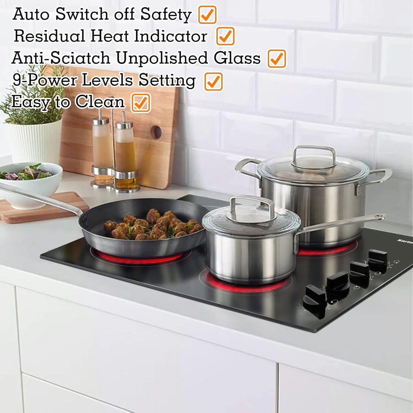 Karinear Four Burner Cooktop With Knob Control And Residual Heat Indicator