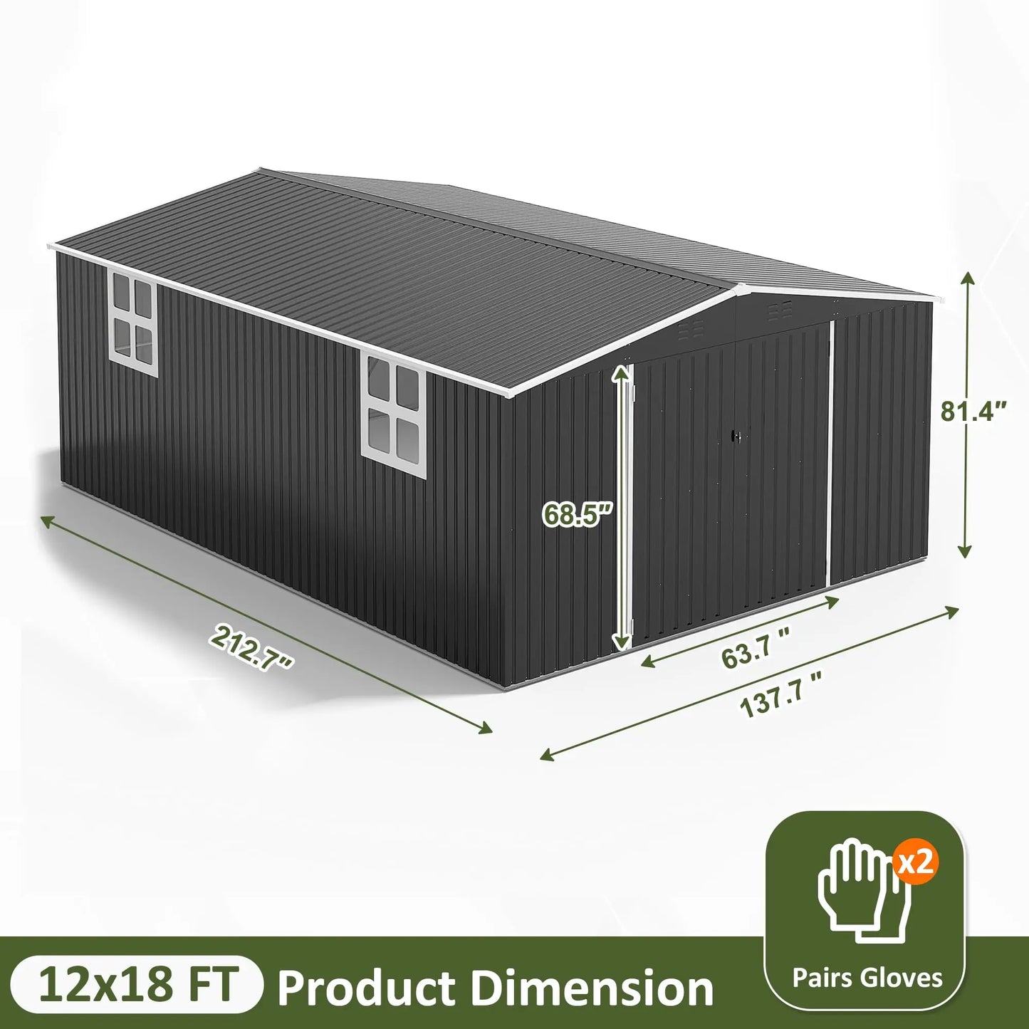 Polar Aurora Outdoor Metal Storage Shed With Lockable Door