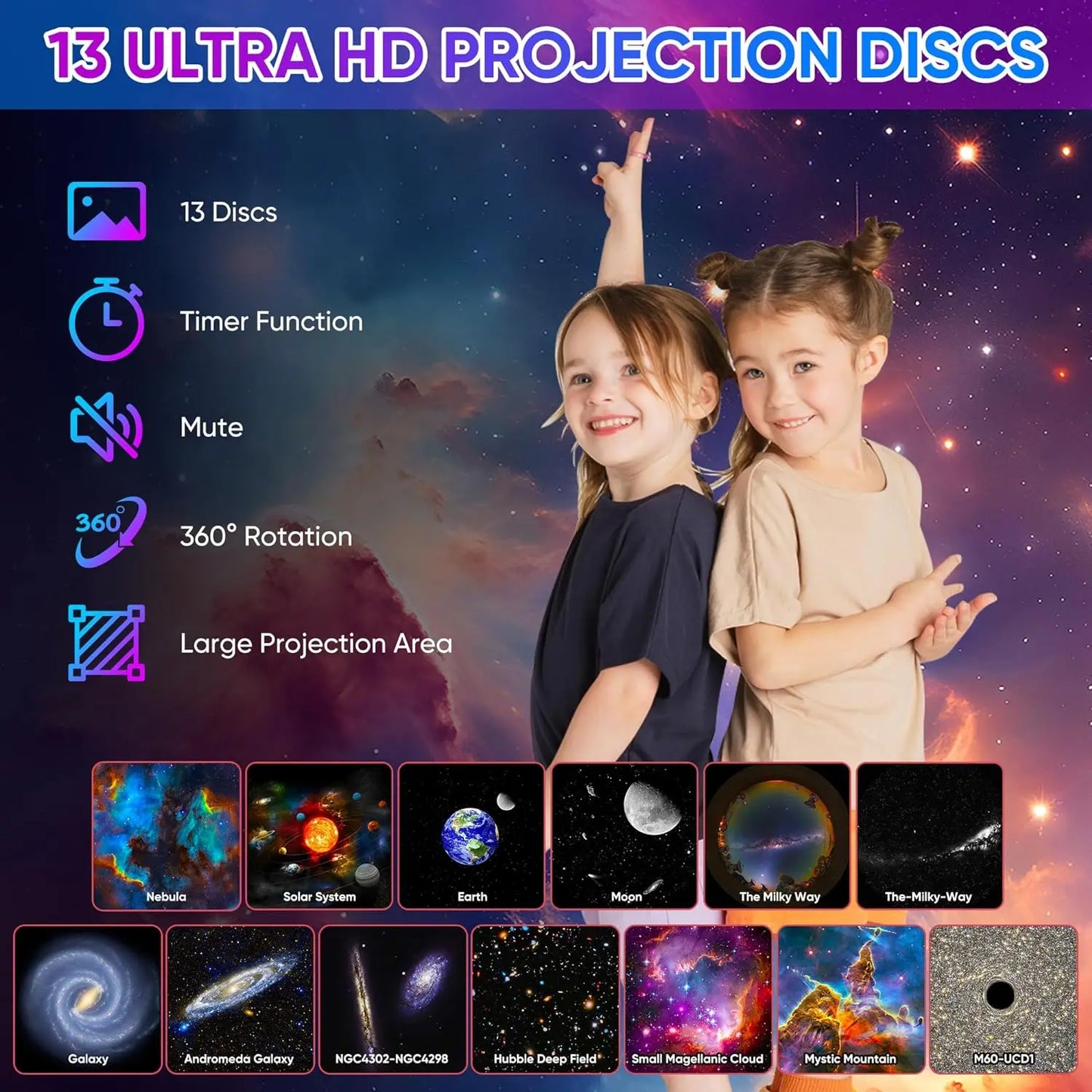 Mexllex 13 In 1 Galaxy Ultral Star Projector Led Night Light With 13 Discs