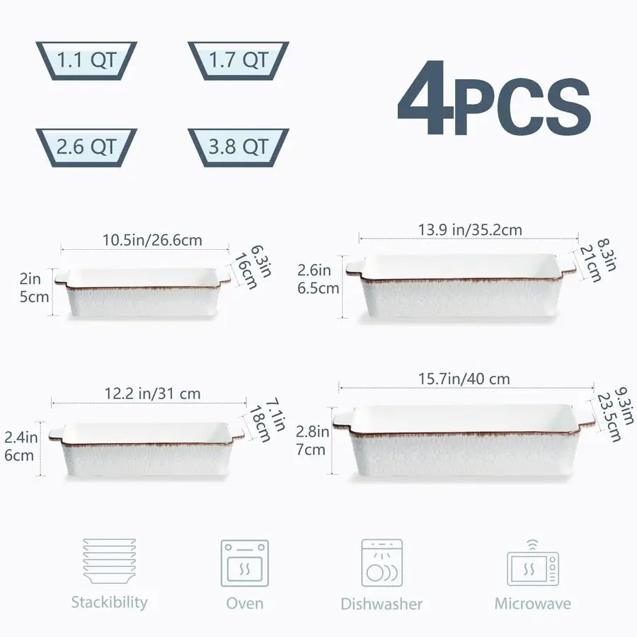 XMSJ Ceramic Casserole Dishes Nonstick Bakeware Set With Handles