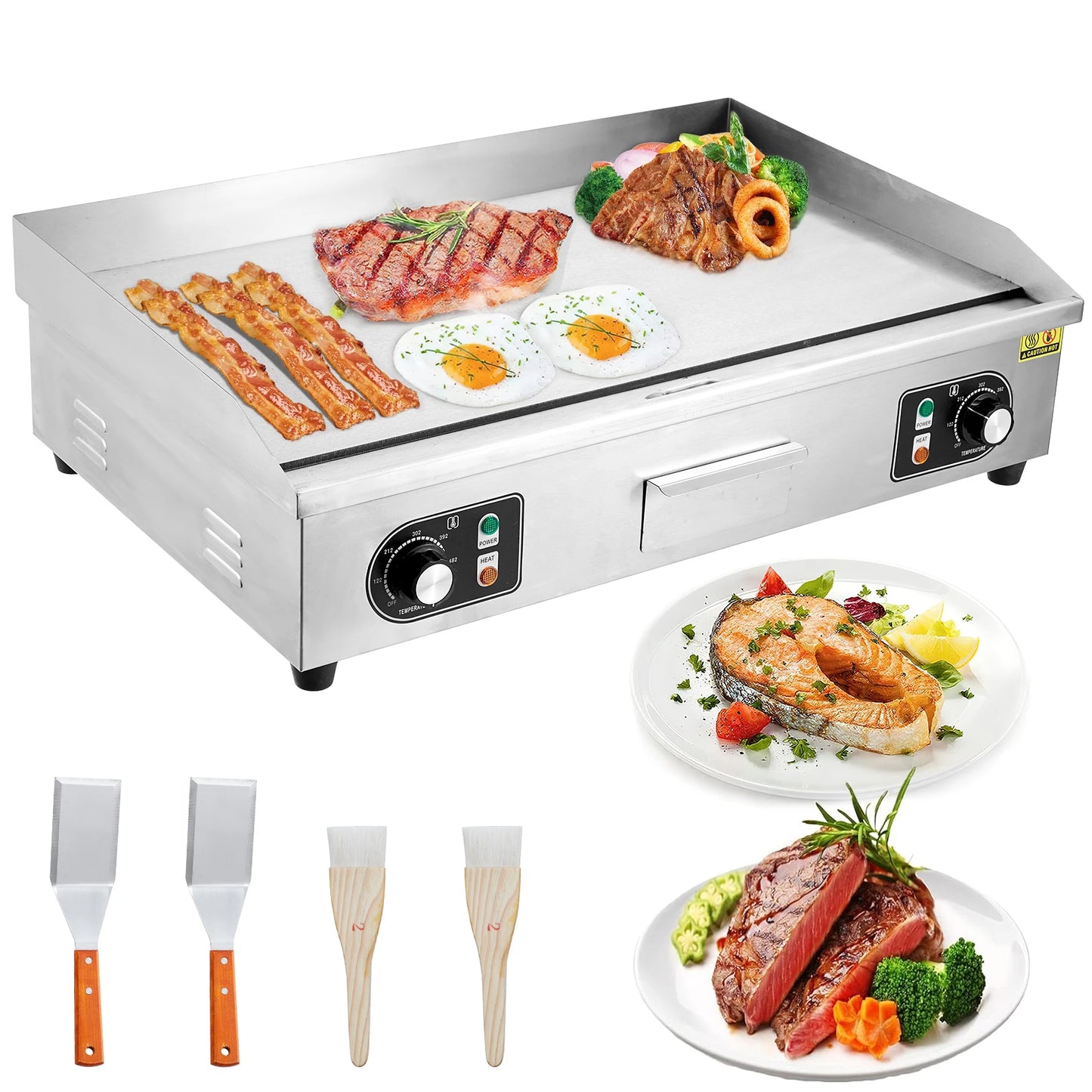Adoolla 1500W 110V Commercial Electric Grill Countertop Nonstick Teppanyaki Plate