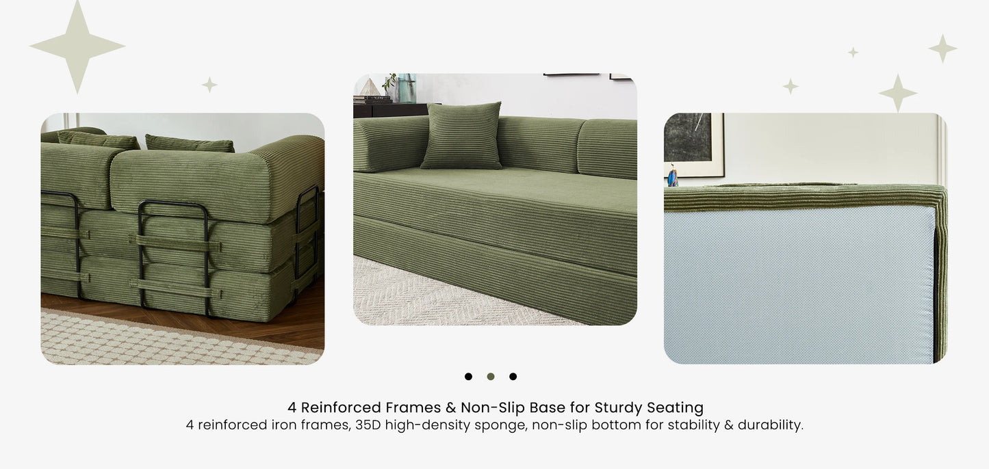 Foldable Convertible Futon Sofa Bed With L Shaped Arms
