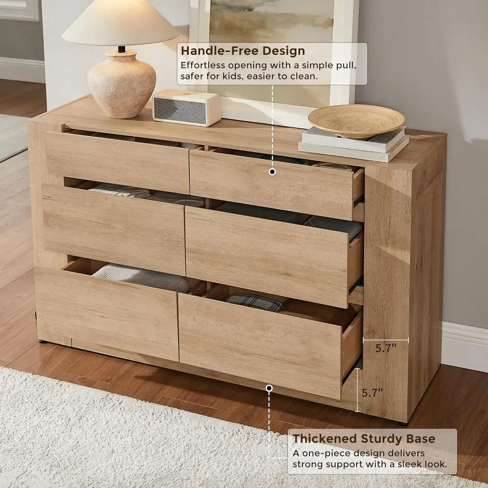Six Drawer Wide Chest And TV Stand Storage Organizer