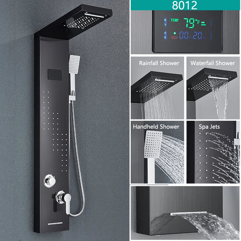 Wanmivezlo LED Shower Panel With Rainfall Jets And Massage