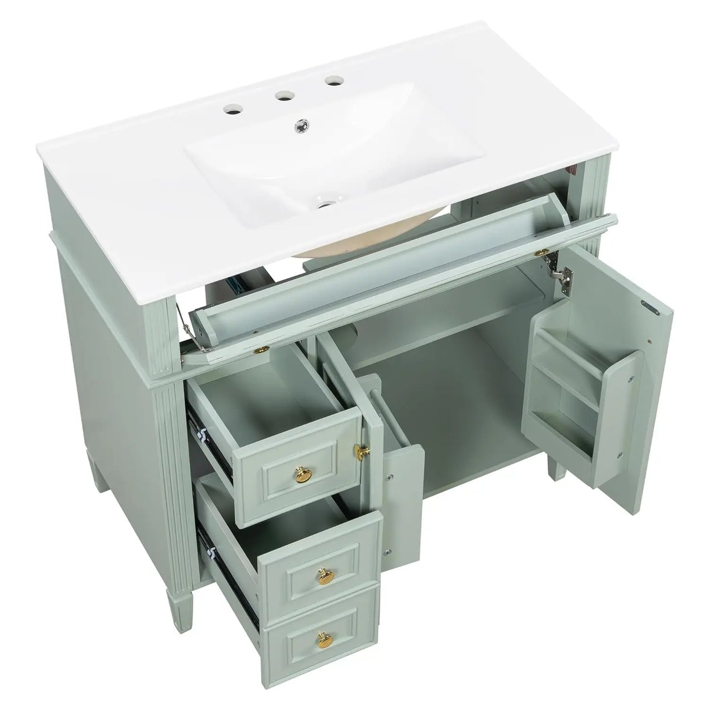 Free Standing Bathroom Vanity With Ceramic Basin And Sink
