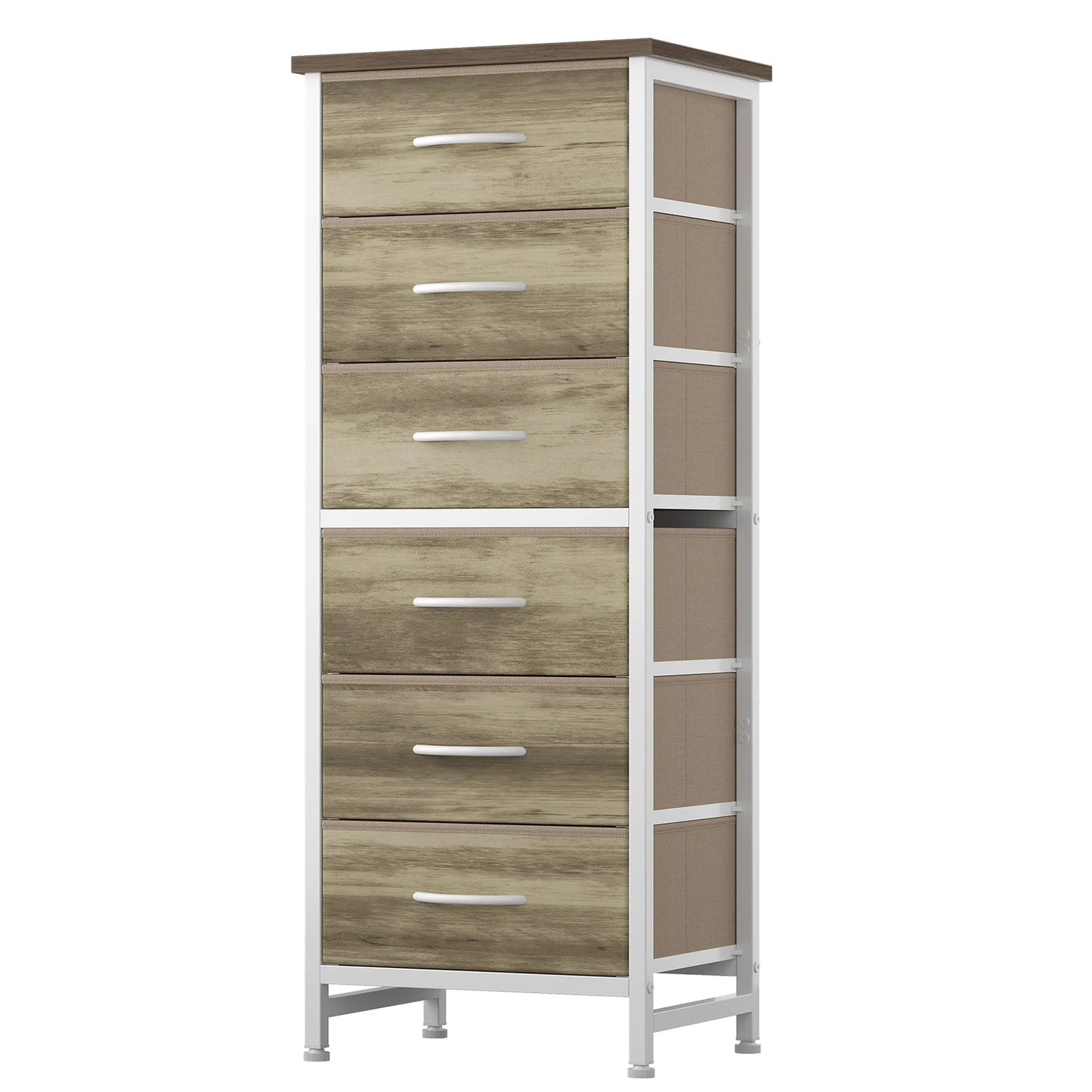 JHK Fabric Drawer Dresser With Metal Frame
