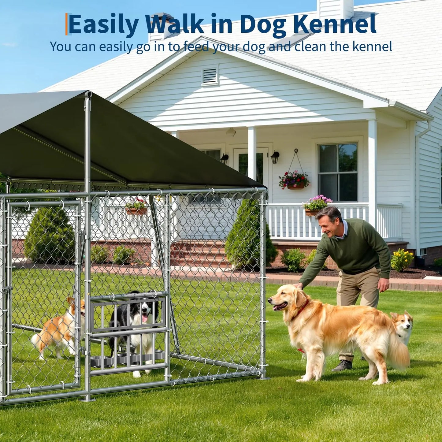 DishyKooker Outdoor Dog Enclosure With Waterproof Roof And Locking Door