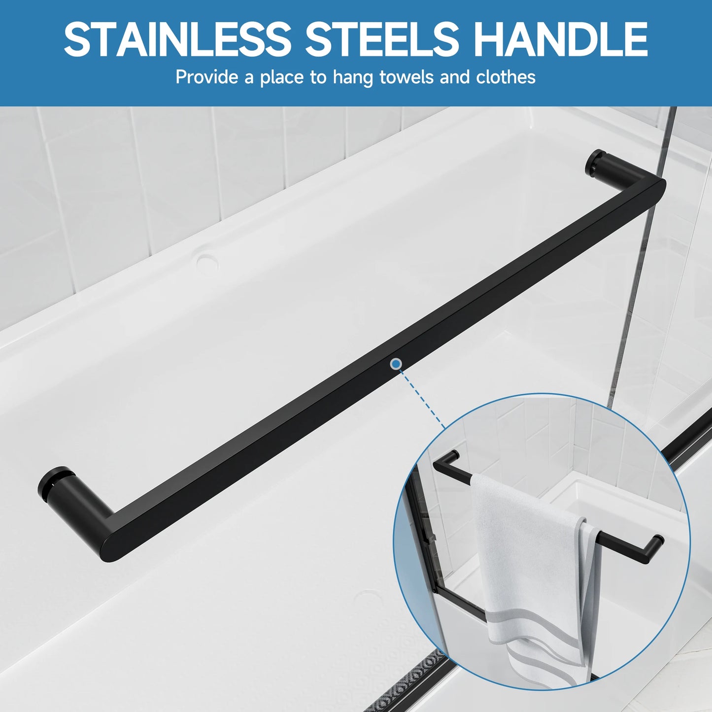 Sh.Kl Matte Black Aluminum Framed Double Sliding Shower Door