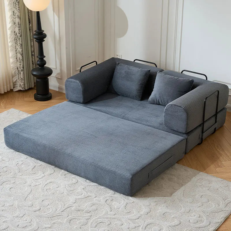 Foldable Convertible Futon Sofa Bed With L Shaped Arms