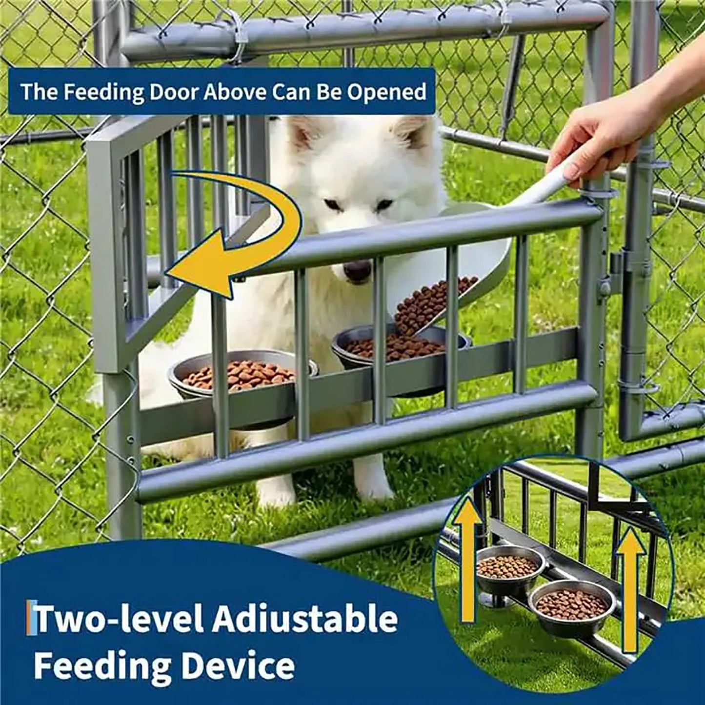 DishyKooker Outdoor Dog Enclosure With Waterproof Roof And Locking Door